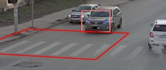 Photo from the camera in front of the pedestrian crossing